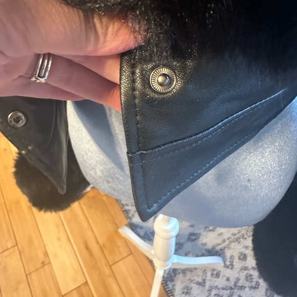 Azalea Wang Gisele Faux Leather & Faux Fur Trim Black Jacket Sz L - Picture 3 of 16